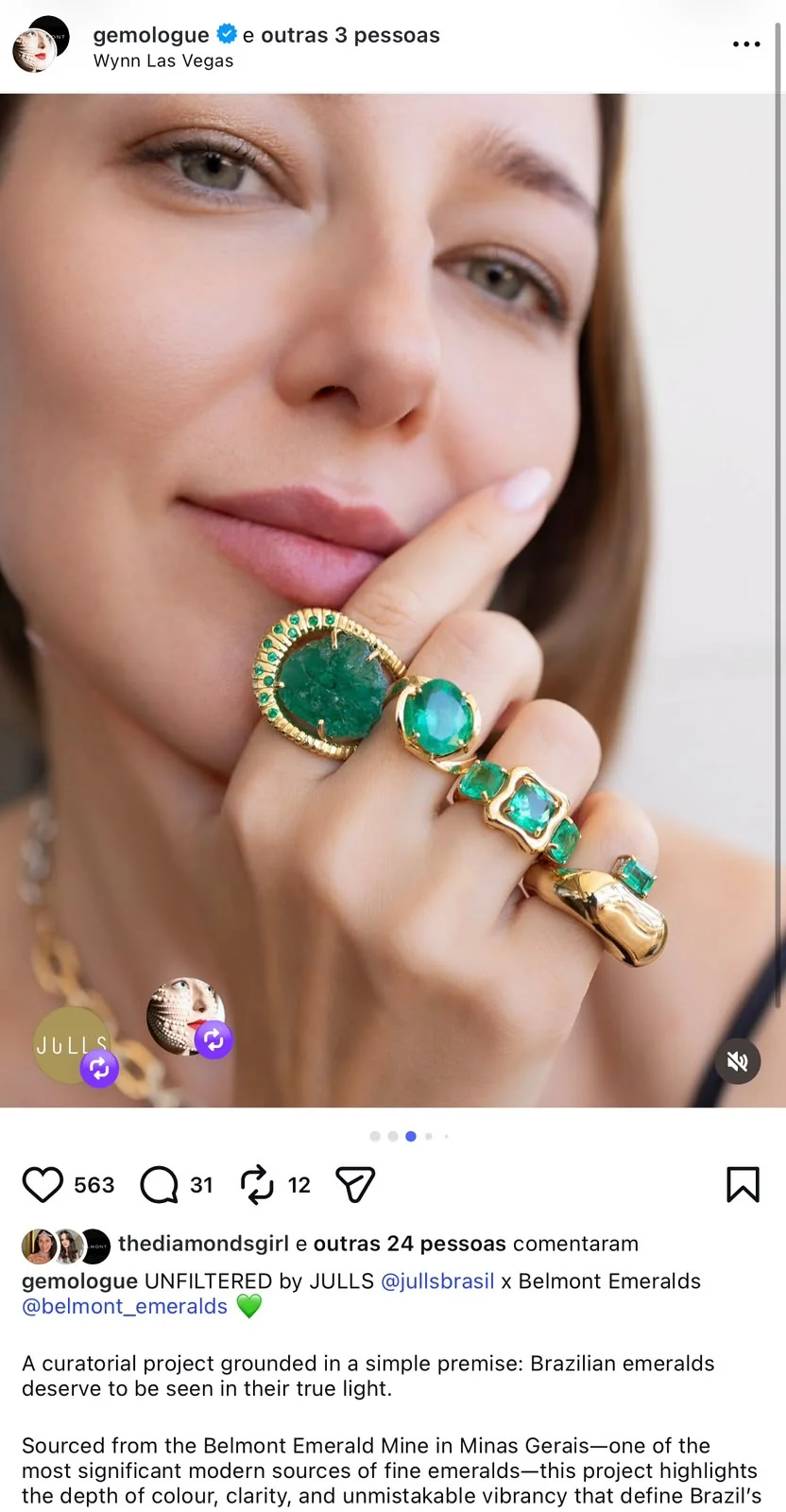 @gemologue · stack de anéis com esmeraldas Belmont, Wynn Las Vegas