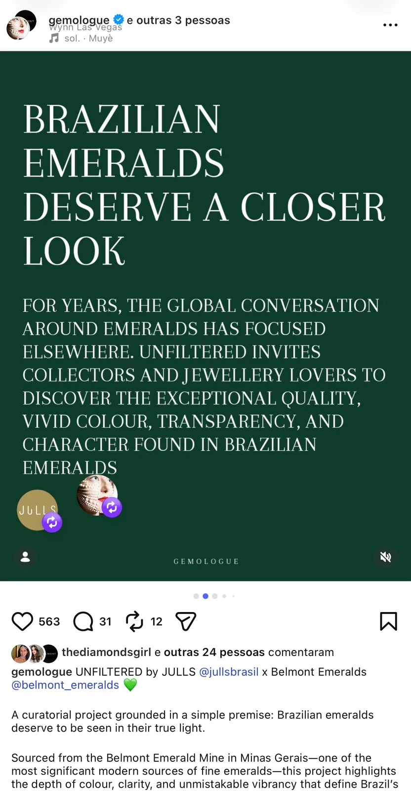 @gemologue · post UNFILTERED — Brazilian emeralds deserve a closer look, curated by JULLS x Belmont